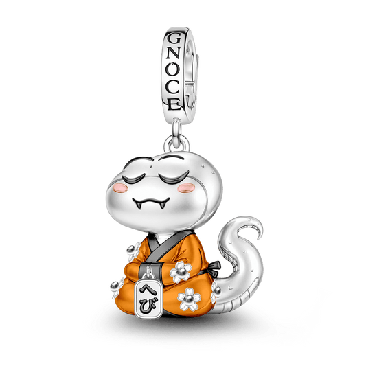 Gnoce Transformation Snake Guardian Clasp Dangle Charm Platinum-plated Silver Blend_1