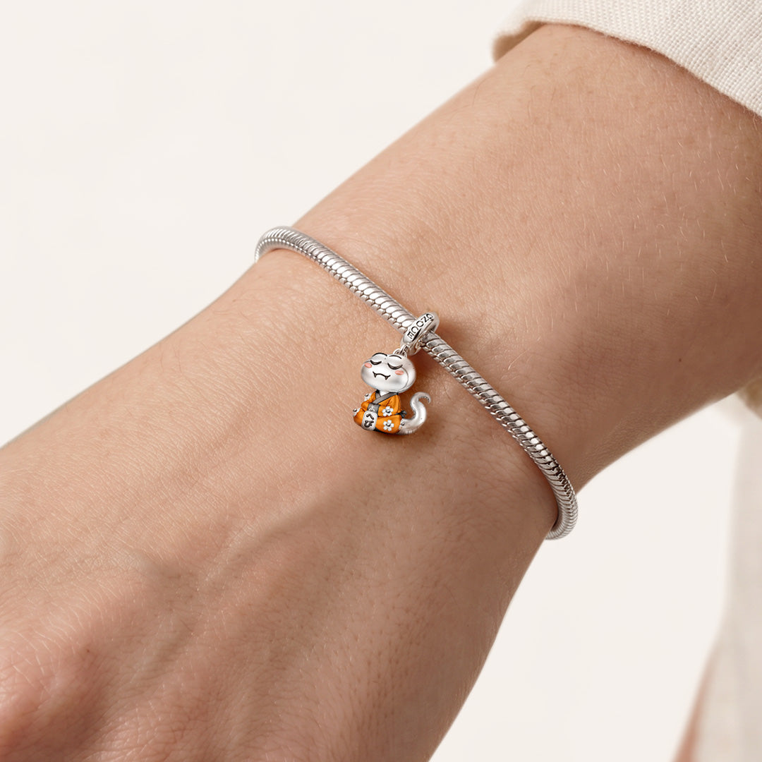 Gnoce Transformation Snake Guardian Clasp Dangle Charm Platinum-plated Silver Blend_3