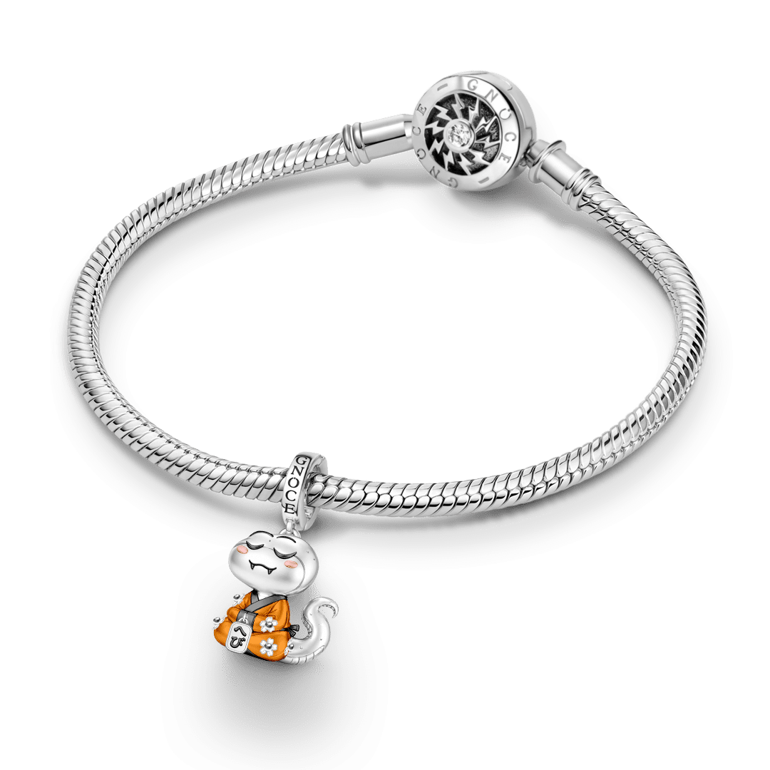 Gnoce Transformation Snake Guardian Clasp Dangle Charm Platinum-plated Silver Blend_4