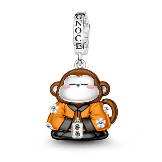 Gnoce Ingenuity Monkey Guardian Clasp Dangle Charm Platinum-plated Silver Blend_1