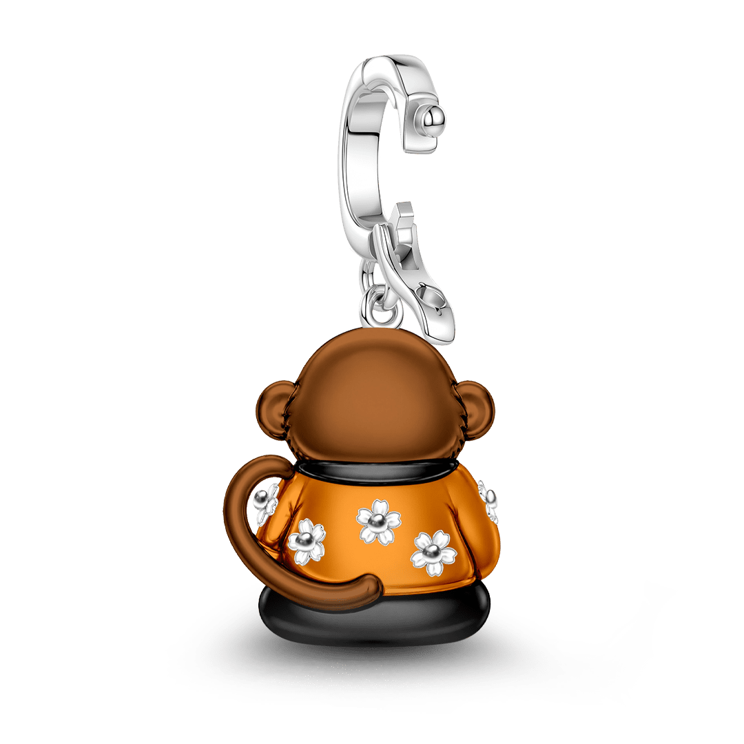 Gnoce Ingenuity Monkey Guardian Clasp Dangle Charm Platinum-plated Silver Blend_7