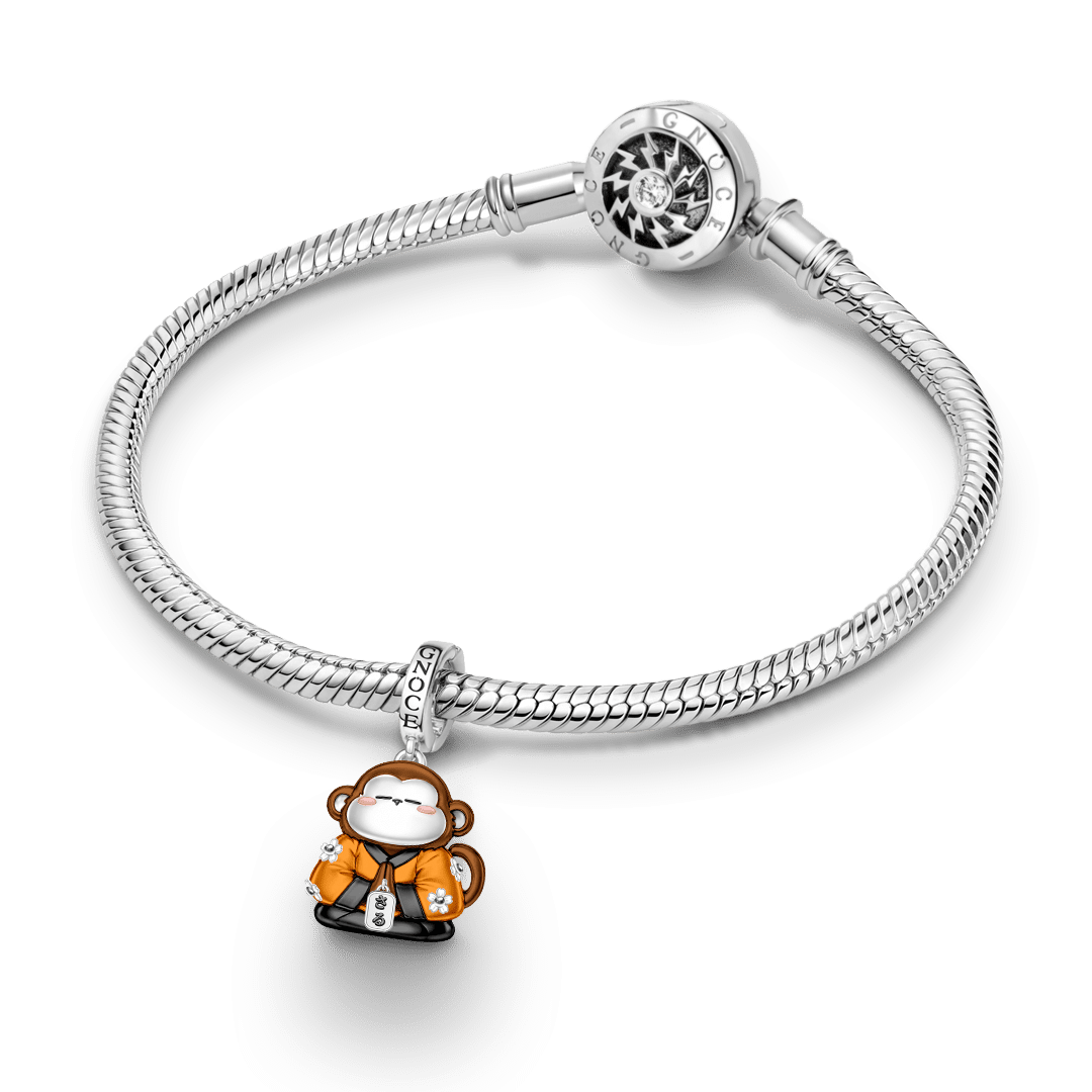 Gnoce Ingenuity Monkey Guardian Clasp Dangle Charm Platinum-plated Silver Blend_4