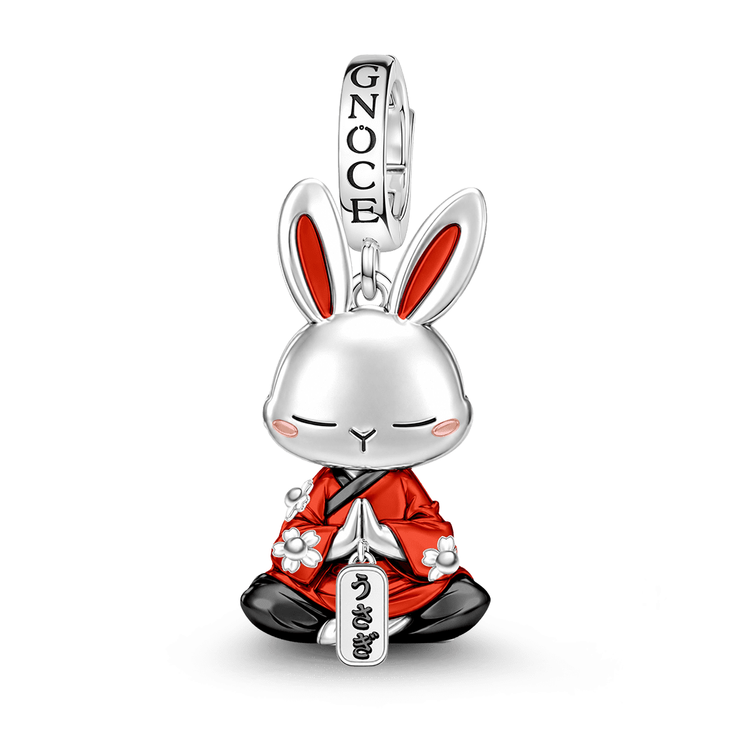 Gnoce Serenity Rabbit Guardian Clasp Dangle Charm Platinum-plated Silver Blend_1