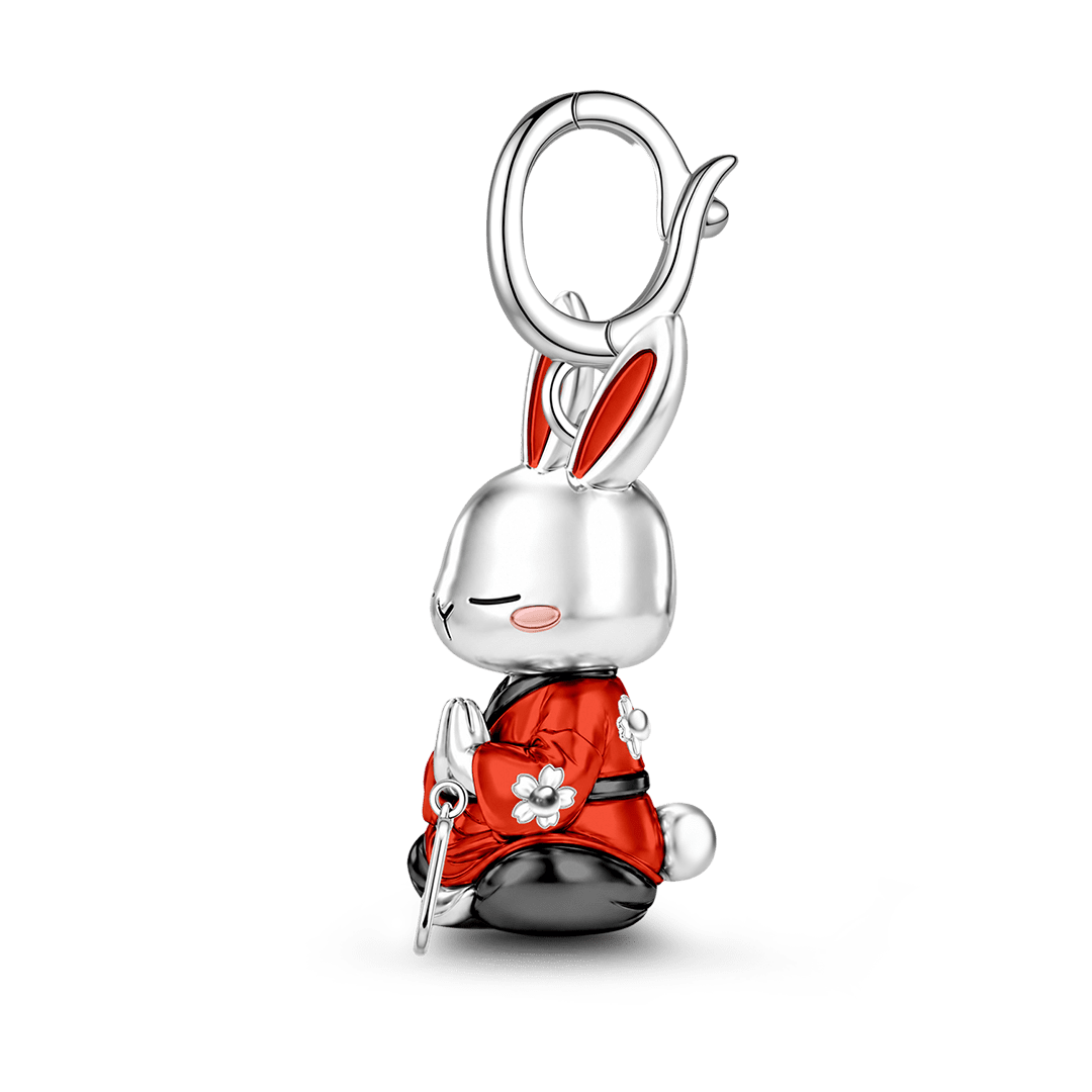 Gnoce Serenity Rabbit Guardian Clasp Dangle Charm Platinum-plated Silver Blend_6