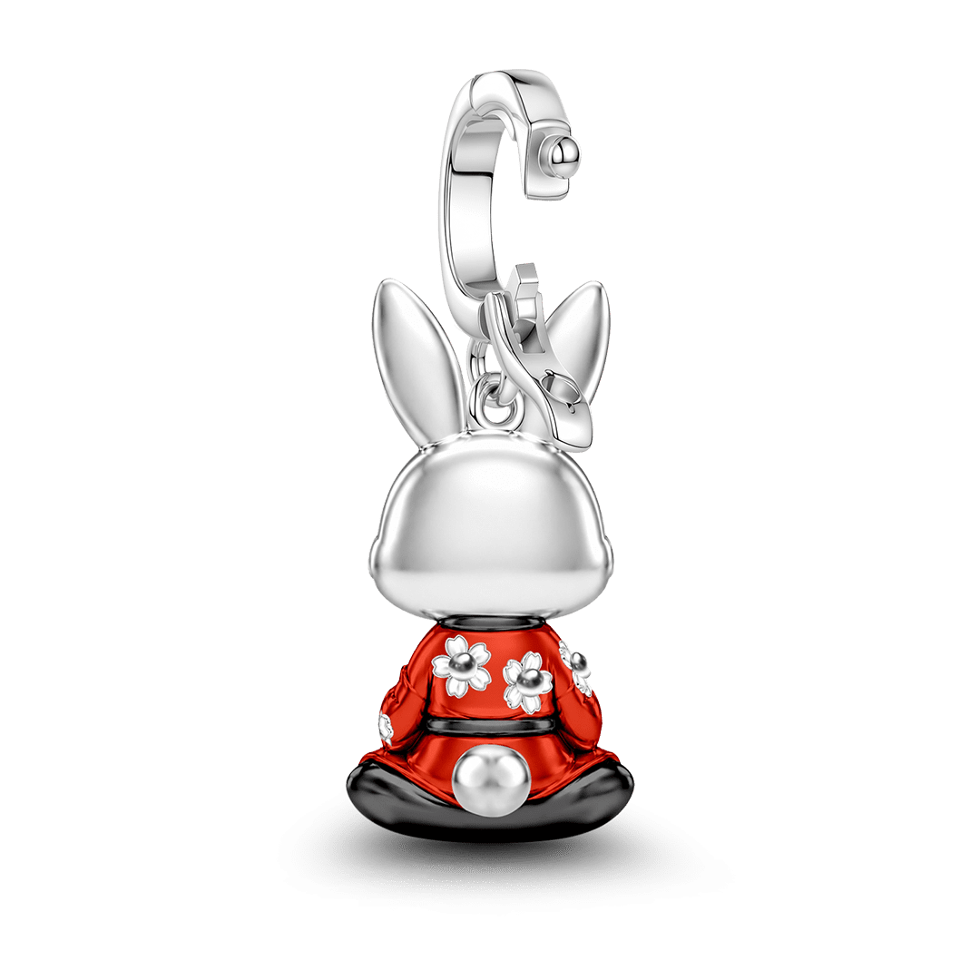 Gnoce Serenity Rabbit Guardian Clasp Dangle Charm Platinum-plated Silver Blend_7