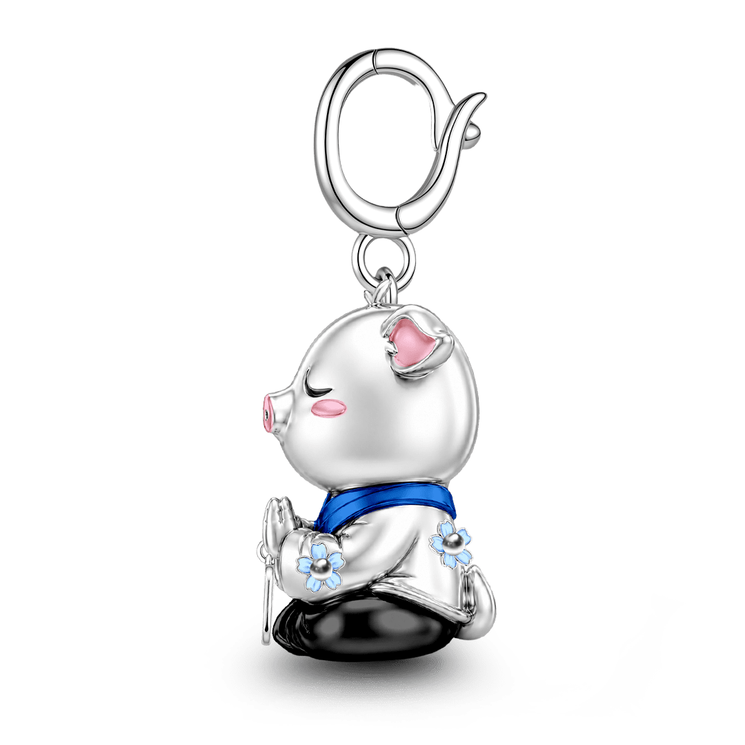 Gnoce Abundance Pig Guardian Clasp Dangle Charm Platinum-plated Silver Blend_6