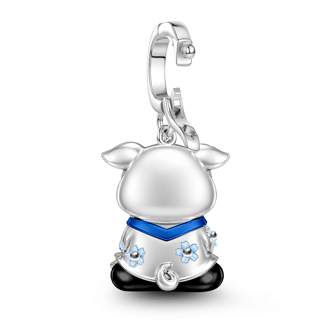 Gnoce Abundance Pig Guardian Clasp Dangle Charm Platinum-plated Silver Blend_7
