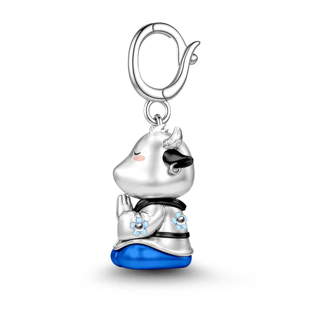 Gnoce Strength Ox Guardian Clasp Dangle Charm Platinum-plated Silver Blend_6