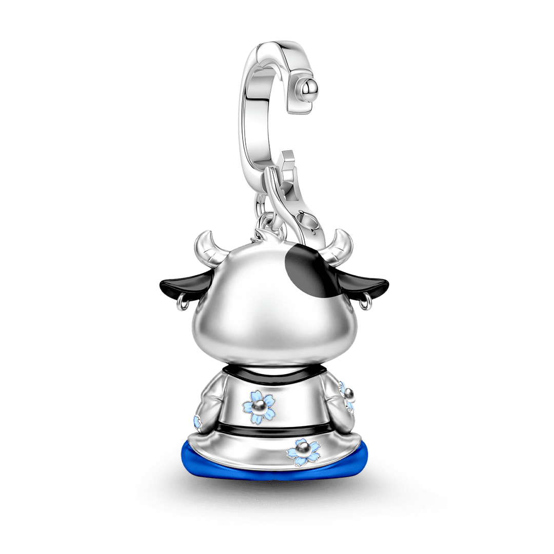 Gnoce Strength Ox Guardian Clasp Dangle Charm Platinum-plated Silver Blend_7