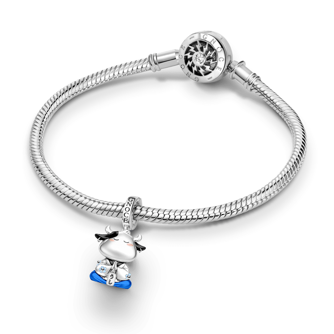 Gnoce Strength Ox Guardian Clasp Dangle Charm Platinum-plated Silver Blend_4