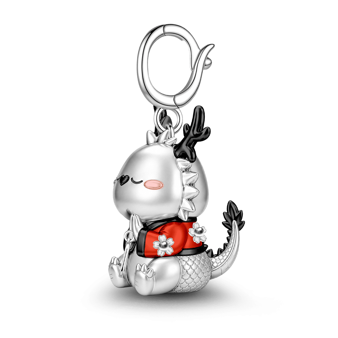 Gnoce Prosperity Dragon Guardian Clasp Dangle Charm Platinum-plated Silver Blend_6