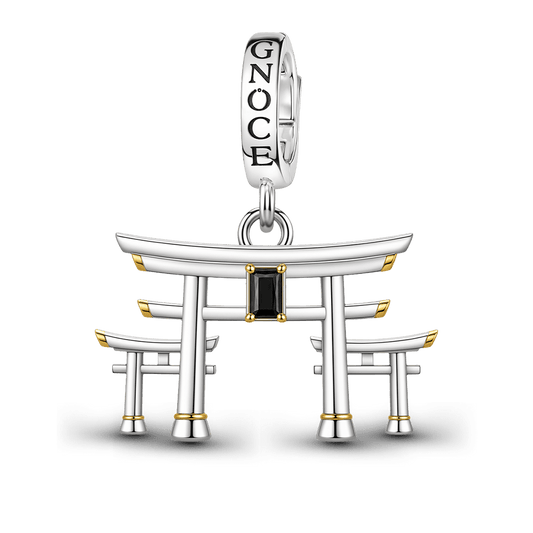 Gnoce Japanese Torii Gate Clasp Dangle Charm Platinum‑plated Silver Blend_1
