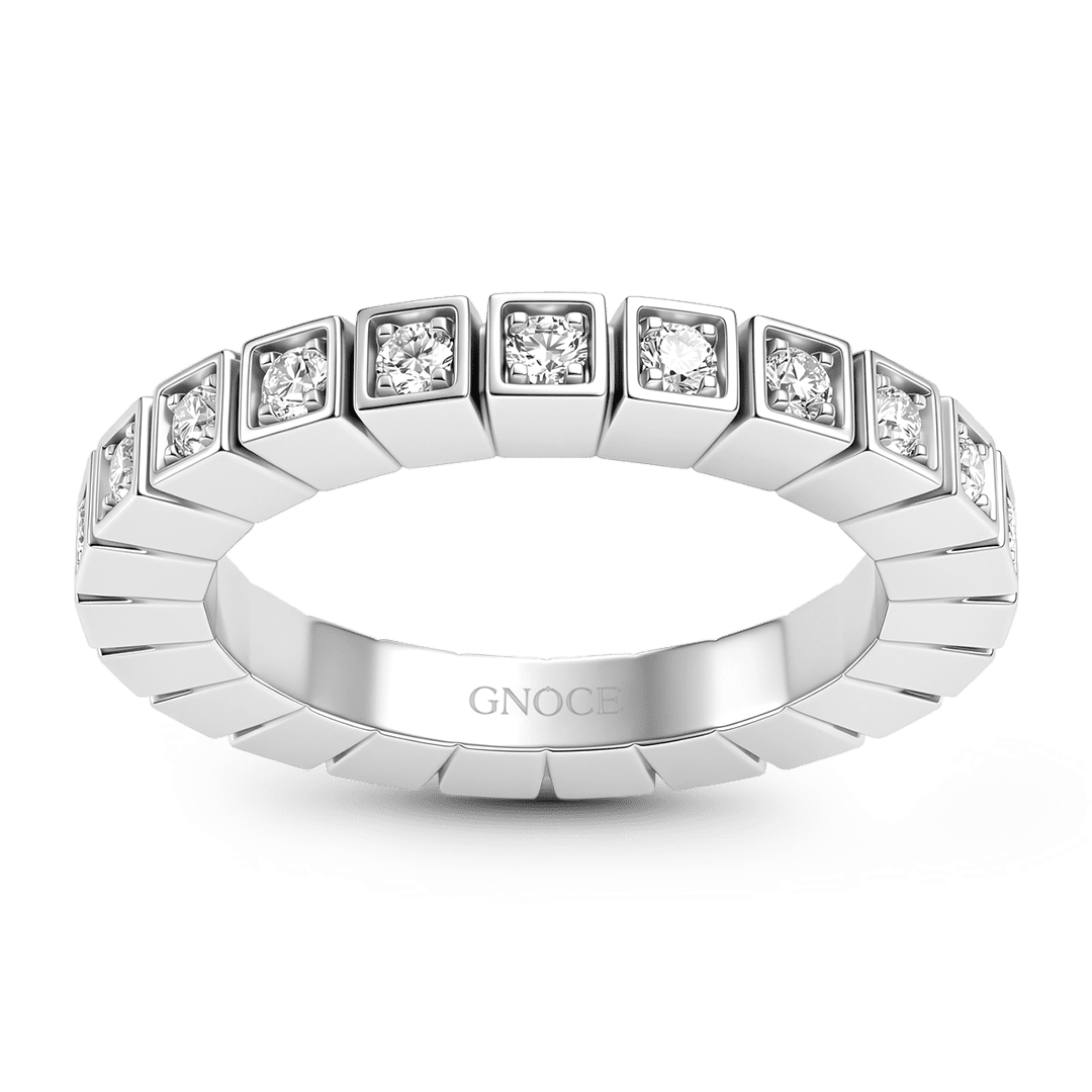 Gnoce Square Bezel Diamond Ring Platinum-plated Silver Blend_4