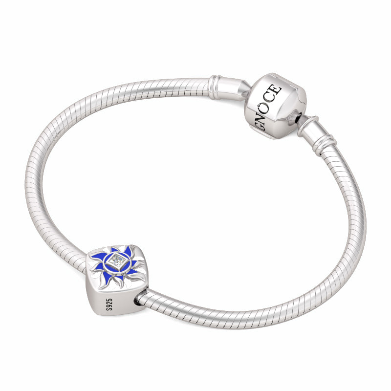 Gnoce “Sun God Symbol”925 Sterling Silver with Pure Crystal Stone and White Blue Enamel Combination Charm_3
